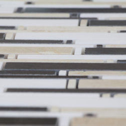 Black, White and Beige Matte Random Brick Pattern Marble Stone Tiles - Home Accessories & Decor