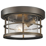Z-Lite - Z-Lite 555F-ORB Exterior Additions Flush Ceiling Mount in Oil Rubbed Bronze - With its sturdy dual frames encasing uniqueseedy glass panels, this flush mount exudes a classic craftsmen style that is bold yet charming. Available in Black or Oil Rubbed Bronze, these fixtures will accent any outdoor setting.