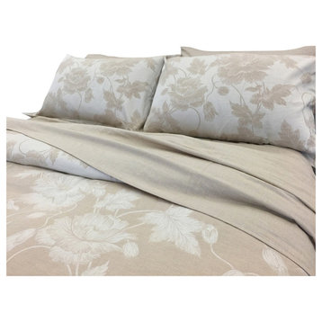 Yue Home Textile Yarn-Dyed Linen Cotton Duvet Cover Set, Lily, Dune, Queen