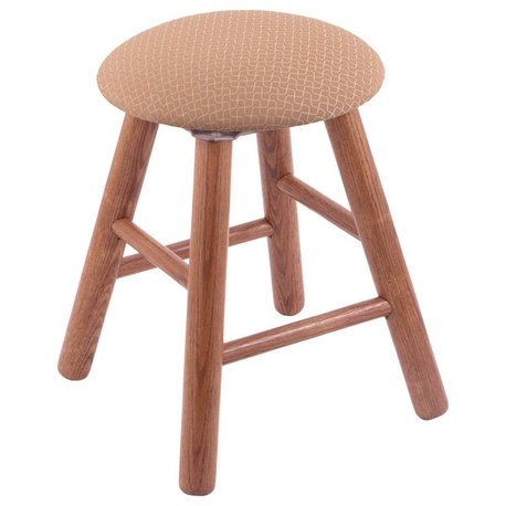 Holland Bar Stool, Oak Round Cushion Vanity Stool, Smooth Legs