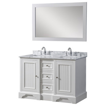 48" Kingswood Double Bath Vanity, White and Mirror