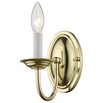 Livex Lighting - Home Basics Wall Sconce, Polished Brass - This one light wall sconce from the Home Basics collection is an alluring reflection of traditional style. The elegant sweeping arm and polished brass finish are beautiful details that unite for a breathtaking piece.