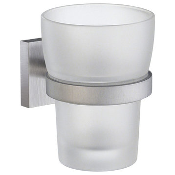 House Holder With Glass Tumbler Brushed Chrome