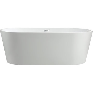 Freestanding bathtub, polished chrome slotted overflow, pop-up drain, VA6815