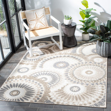 Safavieh Cabana Cbn382F Floral Country Rug, Gray and Ivory, 4'5"x6'5"