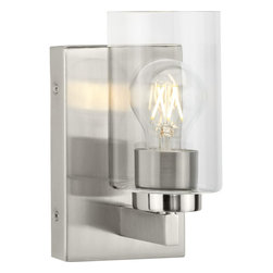 Progress Lighting - Goodwin 1-Lt Brushed Nickel Modern Vanity Light With Clear Glass - Bathroom Vanity Lighting