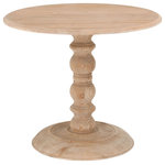 Essentials For Living - Essentials For Living Bella Antique Chelsea 36" Dining Table, Gray - Transitional style dining table featuring a turned wood pedestal base made with solid pine, and a round top made with Pine Veneer.