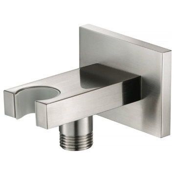 Isenberg HS8006 - Square Wall Supply Elbow With Holder Combo, Brushed Nickel