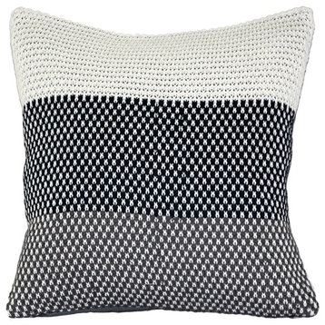 Pillow Decor, Hygge Tri-Stripe Knit Pillow, Blue