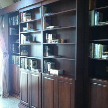Stained Cherry Sliding Library Murphy Bed