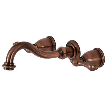 Kingston Brass KS312ALAC 2-Handle Wall Mount Bathroom Faucet, Antique Copper