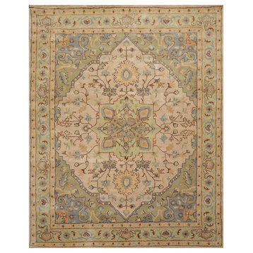 5'x8' Hand Tufted Wool Tabriz Oriental Area Rug, Beige, Tan Color