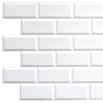 White Bricks 3D Wall Panels, Set of 5, Covers 25 Sq Ft