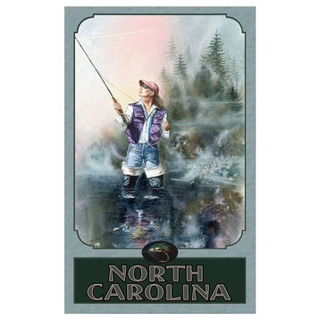 Dave Bartholet North Carolina Woman Fly Fishing Art Print, 30"x45"