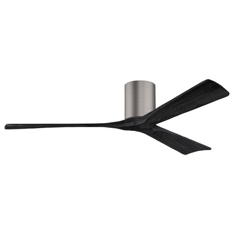 Irene-3H Flush Mounted 60" Ceiling Fan, Brushed Pewter and Matte Black Blades