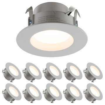 4" Downlight Retrofit, 10W Dimmable, Warm White 3000k, 10-Pack