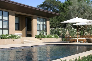 Inspiration for a large contemporary backyard rectangular pool remodel in San Francisco