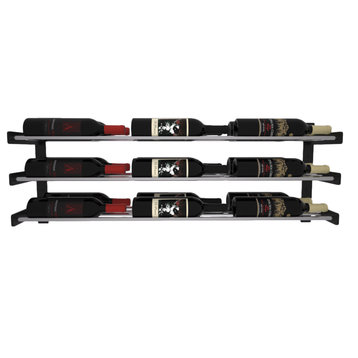 VintageViewÂ® 18 Bottle Three Row Wine Wall, Chrome Rods