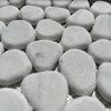 Pebble Stone Mosaic Tile Carrara White Marble River Rocks Tumbled, 1 sheet