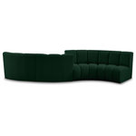 Meridian Furniture - Infinity Boucle Fabric Upholstered 4-Piece S-Shaped Modular Sectional, Green - Mix and match this Infinity boucle fabric modular chair with other items in the Infinity collection to find the best possible seating solution for your gang. Rich green boucle fabric feels welcoming and soft to the skin, so you stay seated comfortably for the big game or while watching your favorite programs. Deep channel tufting adds to the longevity and durability of this modular chair while giving it texture.