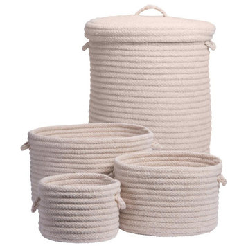 Dre Braided Wool  4-Piece Basket Set, Natural