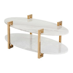 Arteriors Clio Cocktail Table in Polished Brass/White Marble - Products