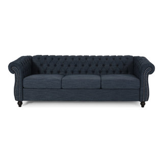 Adetokunbo Tufted Chesterfield Fabric 3 Seater Sofa - Traditional ...