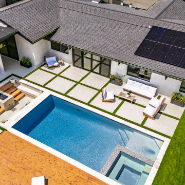 Aerial Detail of the Pool, Spa and Fire Lounge Geometry