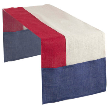American Flag Design Color Block Jute Table Runner