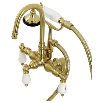 Kingston Brass AE17T Vintage Deck Mounted Clawfoot Tub Filler - Brushed Brass