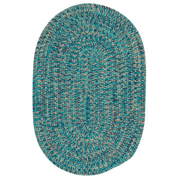 Flibustier Bright Turquoise 2x11, Runner Oval Rug, Braided