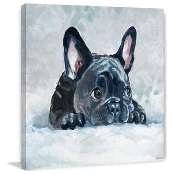 "Afraid Pug" Painting Print on Wrapped Canvas, 24"x24"