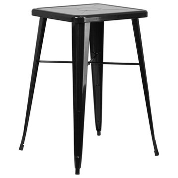 Square Metal Table, Black, Bar Height, 40"