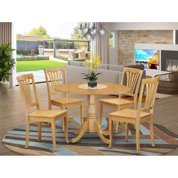 5-Piece Kitchen Table Set-Drop Leaf Table and 4 Dinette Chairs, Oak