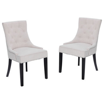 Home Beyond 2-Piece Wing-Backed Dining Chair Set, Beige