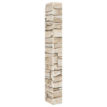 Faux Stone Wall Panel - ALPINE, Almond, 48" Exterior Corner