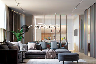 Design ideas for a medium sized modern open plan living room in London.