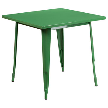 Flash Commercial Grade 31.5" Square Green Metal Table - ET-CT002-1-GN-GG