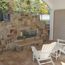 Walnut Travertine Project in CT - Outdoor Fireplaces