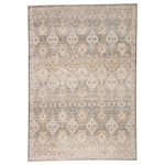 Jaipur Living - Vibe by Jaipur Living Hakeem Oriental Gray/Gold Area Rug, 6'7"x9'6" - The Sinclaire collection is a vintage-inspired assortment of faded traditional designs for a casual yet glam statement. The Hakeem rug boasts a Persian diamond motif with lustrous metallic details and a cream, gray, silver, and gold colorway. The sleek polyester and polypropylene fibers of this luxe rug lend a chameleon-like shine, offering the unique blend of modernity and timeless distressing.