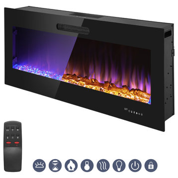 LED Electric Fireplace Insert and Wall Mounted Fireplace, 50"