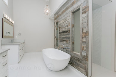 Example of a minimalist bathroom design in Calgary with granite countertops