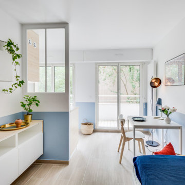 Couleurs douces et harmonieuses pour ce studio rénové