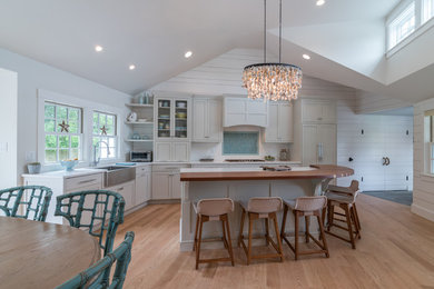 Example of a beach style kitchen design in Boston