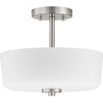 Progress - Progress P350137-009 Tobin - Two Light Convertible Semi-Flush Mount - A modern take on a classic object, Tobins inspiration comes from the timeless mid-century forms. The tubular arms of the two-light semi-flush convertible supports an etched white glass shade and finished in Brushed Nickel. The Tobin collection is ideal for those who appreciate Modern design styles.
