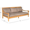 Patio Daybed Sofa, Carved Acacia Wood Frame & Cushioned Seat, Natural/Taupe