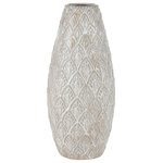 Elk Home - Elk Home S0017-8108 Hollywell Vase, Large - Elk Home S0017-8108 Hollywell Vase - Large. The large Hollywell vase features a petal inspired, textured surface and comes in an aged white, glazed finish. The subtly rustic style of this design makes it ideal for a modern farmhouse setting or a relaxed coastal style space. Collection: Hollywell. Style: Traditional. Primary Color/Finish: White. Primary Color/Finish Family: White. Primary Material: Earthenware. Secondary Color/Finish: Cream. Secondary Color/Finish Family: Cream/Ivory. Secondary Material: Earthenware. Dimension(in): 8(W) x 8(Depth) x 18(H). Prop65: Yes. Prop65 Chemical: Lead. Prop65 Complication: Cancer and Reproductive.