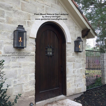 Sheryl's Flush Mount Natural Gas Lanterns with Dark Patina Finish