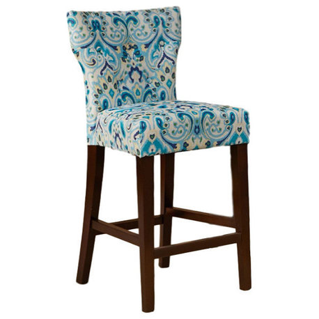 Madison Park Avila Tufted Bar Back Stools Counter Height Stool, Blue