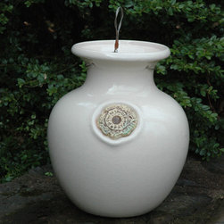 Ivory Crackle Down Under Pot - Outdoor Decor